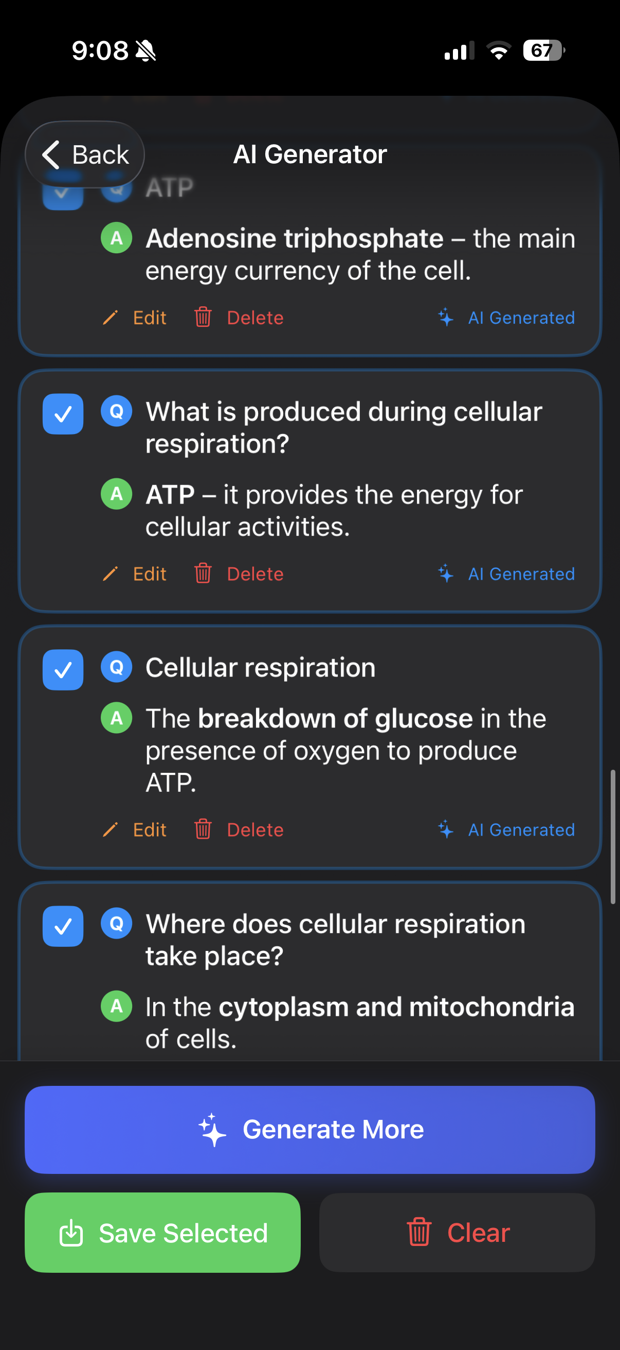 AI generation taking notes and producing flashcards